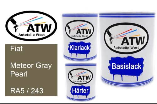 Fiat, Meteor Gray Pearl, RA5 / 243: 1L Lackdose + 1L Klarlack + 500ml Härter - Set, von ATW Autoteile West.